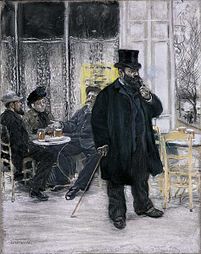 Jean-François Raffaëlli, Bohèmes au café (1886), pastèl sou twal, 55 × 44 cm, musée des beaux-arts de Bordeaux.