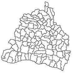 Mapa konturowa okręgu Dolj, blisko centrum na prawo u góry znajduje się punkt z opisem „Stadion im. Iona Oblemenki”