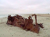 Un des nombreux navires échoués le long de la Skeleton Coast (Dunedin Star).