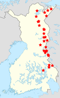 Locations of the ambushes and villages raided by Soviet partisans