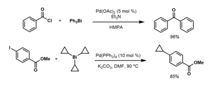 Examples of Bi(III) transferring carbon to a new metal center.