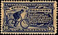 Briefmarke aus den USA von 1902. Hier jedoch ein Kurierfahrer für eilige Sendungen.