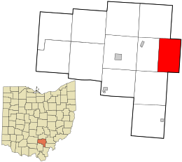 Location in Vinton County and the state of Ohio.