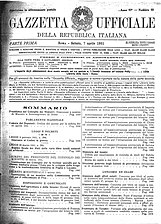 Pubblicazione della Legge 204/51 sulla Gazzetta Ufficiale del 7 aprile 1951