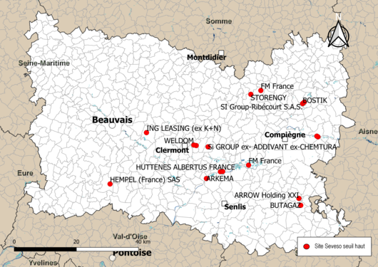 Carte des sites « Seveso seuil haut ».