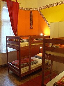 Dorm room from a hostel in Budapest, Hungary Aboriginal Hostel Budapest.jpg