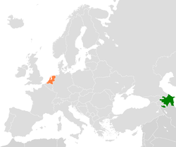 Карта с указанием местоположения Азербайджана и Нидерландов