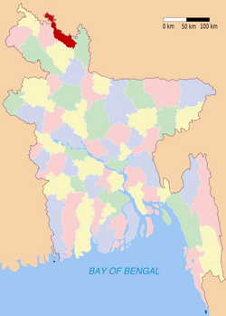 拉爾莫尼哈德縣於孟加拉位置圖