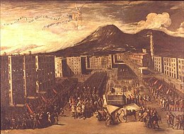 The Spanish retake Naples, April 1648; high taxes imposed to pay for the war led to revolt in October 1647 Carlo Coppola - Resa di Napoli a Don Giovanni d'Austria nel 1648.jpg