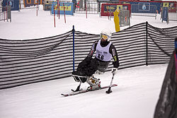 Corey Peters competing in the Super G during the 2012 IPC Nor Am Cup at Copper Mountain