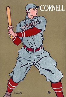 A 1908 poster depicting a Cornell Big Red baseball player Cornell Baseball2.jpg