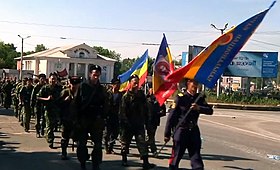 Бойцы Казачьей национальной гвардии в Перевальске, 7 сентября 2014 года
