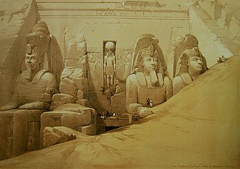 Templo de Abu Simbel. Litografia de David Roberts (1796-1864).