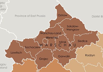 Administrativ karta över distriktet Warschau år 1941