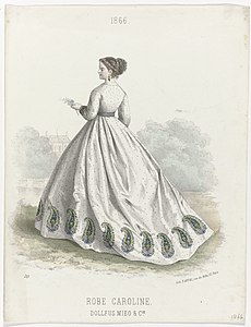 French dress with printed boteh in 1866