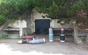 16-inch shells at a 6-inch gun emplacement, Battery 204, Fort Dearborn, near the Seacoast Science Center