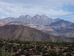 View from desert floor of Four Peaks