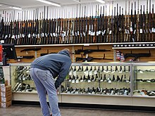 A gun store in Wenatchee, Washington, United States Gun section in Stans Merry Mart Wenatchee.jpg