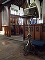 Lectern with rood screen and choir stalls