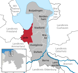 Läget för kommunen Jade i Landkreis Wesermarsch