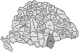 Ligging van het comitaat Krassó-Szörény binnen Hongarije