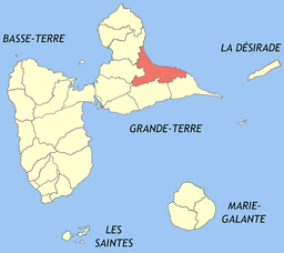 Kommunens läge i departementet Guadeloupe.