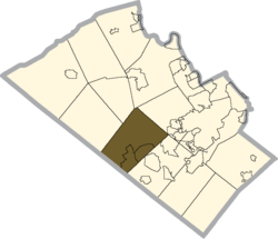 Location of Upper Macungie Township in Lehigh County, Pennsylvania