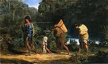 Louisiana Indians Walking Along a Bayou (1842)