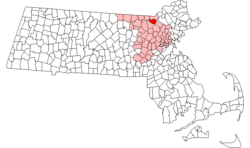 Letak di County Middlesex, Massachusetts