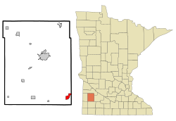 特雷西在萊昂縣及明尼蘇達州的位置（以紅色標示）