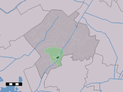 The village centre (dark green) and the statistical district (light green) of Uffelte in the municipality of Westerveld.
