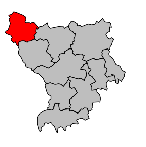 Kanton na mapě arrondissementu Montbrison