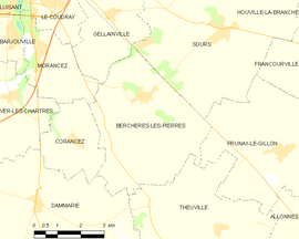 Mapa obce Berchères-les-Pierres