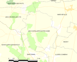 Mapa obce Les Châtelliers-Notre-Dame