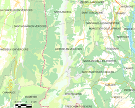 Mapa obce Gresse-en-Vercors
