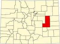 Map of Colorado highlighting Lincoln County