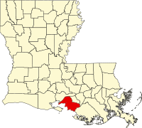 Map of Louisiana highlighting Saint Mary Parish