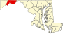 Mapa de Maryland destacant el Comtat d'Allegany