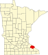 Harta statului Minnesota indicând comitatul Wabasha