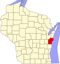 Map of Wisconsin highlighting Manitowoc County