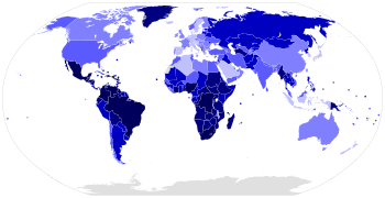 International murder rate per 100,000 inhabitants, 2011
.mw-parser-output .legend{page-break-inside:avoid;break-inside:avoid-column}.mw-parser-output .legend-color{display:inline-block;min-width:1.25em;height:1.25em;line-height:1.25;margin:1px 0;text-align:center;border:1px solid black;background-color:transparent;color:black}.mw-parser-output .legend-text{}
0-1
1-2
2-5
5-10
10-20
>20 Map of world by intentional homicide rate.svg