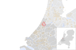 Locatie van de gemeente Teylingen (gemeentegrenzen CBS 2016)
