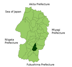 موقعیت Nan'yō در استان یاماگاتا