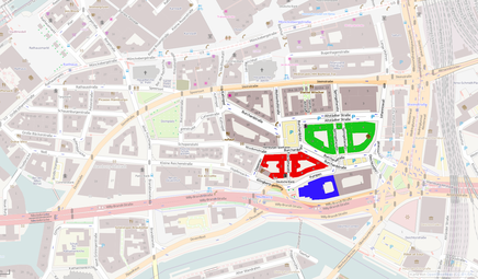 Placering af Sprinkenhof (grøn) inden for Kontorhaus-distriktet