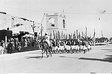 Parade of Libyan colonial troops in Italian Cyrenaica Parade of Fascist Italy in Cyrenaica (1932).jpg