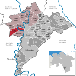 Läget för kommunen Polle i Landkreis Holzminden