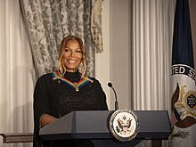 Latifah at the 2023 Kennedy Center Honors Queen Latifah at Kennedy Center Honors Dinner (53374125172).jpg