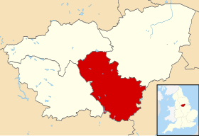Pozicija Rotherhama na karti Grofovije South Yorkshire