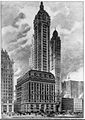 Il Singer Building di New York in una stampa del 1908
