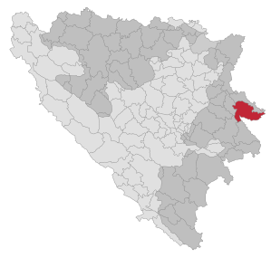 Lage der Gemeinde Srebrenica in Bosnien und Herzegowina (anklickbare Karte)